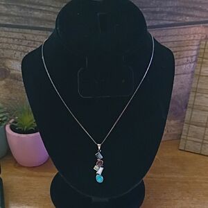 Sterling Silver Gemstone Necklace And Pendant Vintage TL Thailand